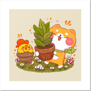 Gardening Shiba Posters and Art